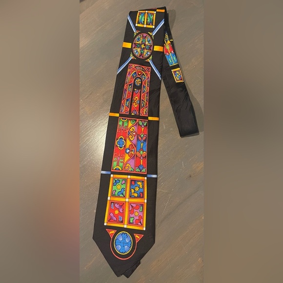 Rush Limbaugh No Boundaries Silk Colorful Stained Glass Vintage Pattern Tie